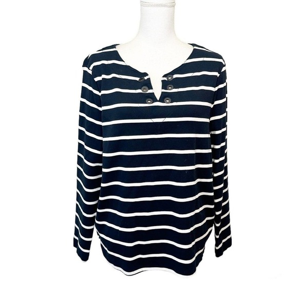 Barbour Womens Size 12 Watergate Overlayer Top Long Sleeve Nautical Navy Stripe - Picture 1 of 7